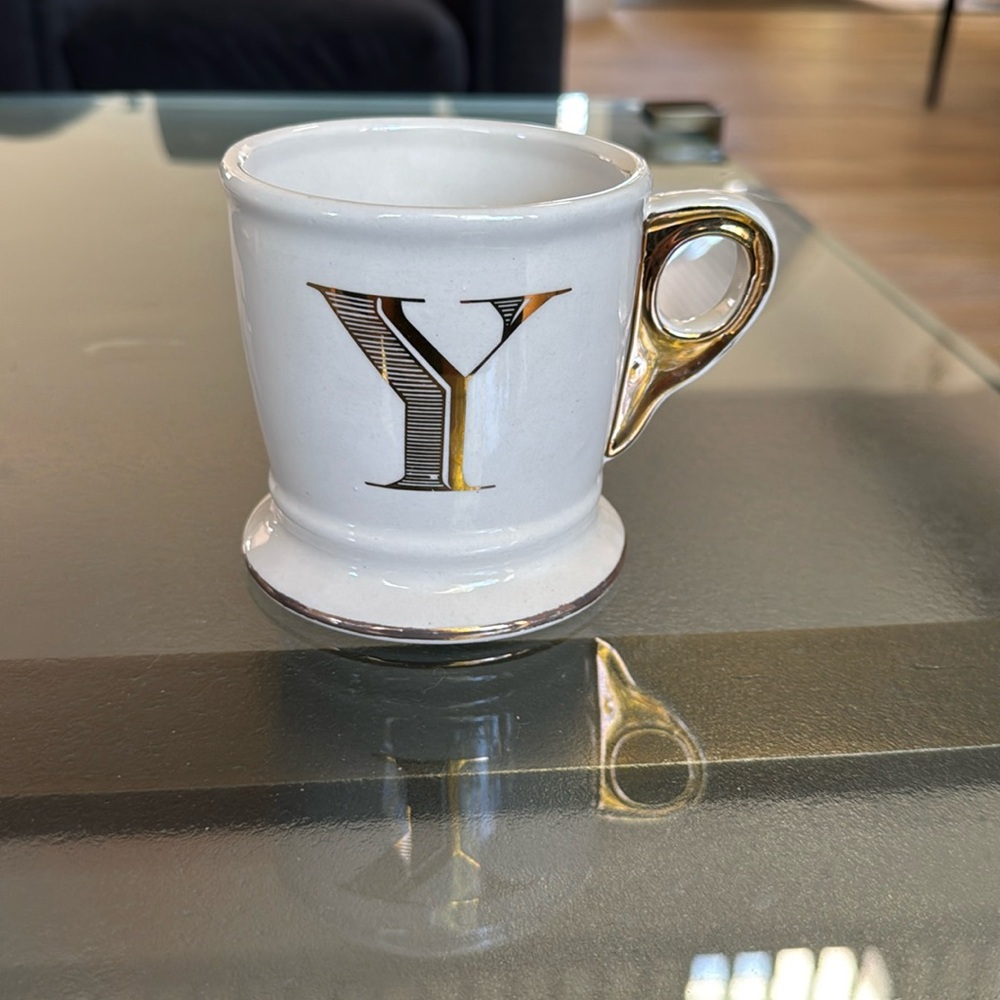 Anthropologie Gold Monogram “Y” mug